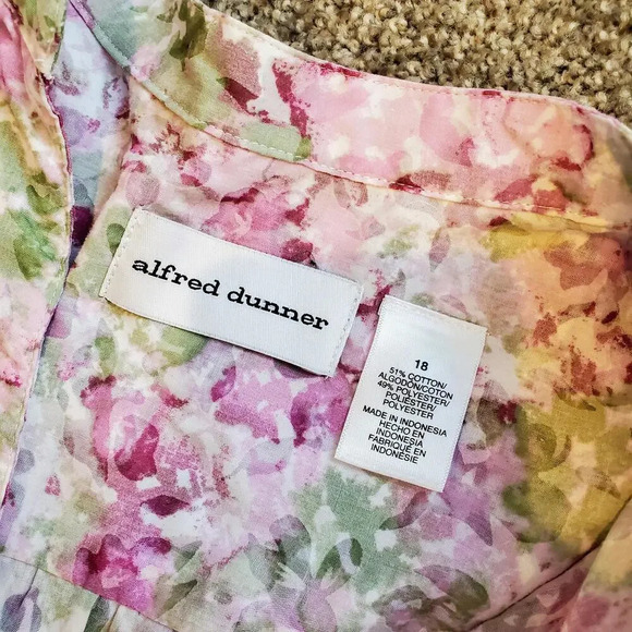Alfred Dunner Women's Floral Button Down 3/4 Sleeve Top Size 18 - Picture 3 of 12